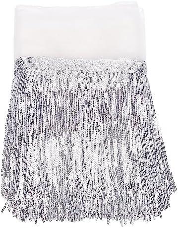BENECREAT 10 Yard PVC Sewing Fringe Trim, Wide Silver Sequins Lace Tassel Fringe Trim for DIY Craft Clothing Garment Curtain Accessories
