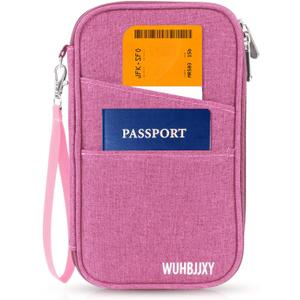 Premium Travel Passport Holder,Family Passport holder Travel Document Organizer,Secure &Stylish Companion For your Family (pink)