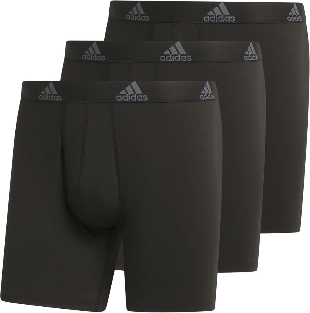 adidas Men's Performance Stretch Cotton Boxer Briefs 3-Pack, Soft Underwear, Superior Comfort (Large, Black/Onix Grey)