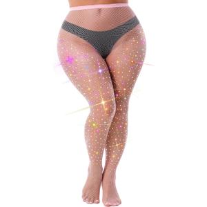 lmotpe Plus Size Fishnets Laser Sparkly Fishnet Tights Stockings for Women 2XL-4XL