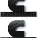 Yoaoo 2Pack OEM Black Cummins Turbo Emblem Badges Compatible with 2500 3500 Emblem Matte 4.5" by 2.9" inches