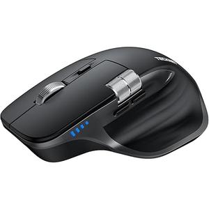 TECKNET Wireless Mouse, Bluetooth Mouse (BT5.3/5.0 & 2.4G) Rechargeable Ergonomic Optical Mouse with 6 Adjustable DPI, Side Scroll, Quiet Clicks, USB A Receiver, 7 Buttons, Wide Compatibility  Black