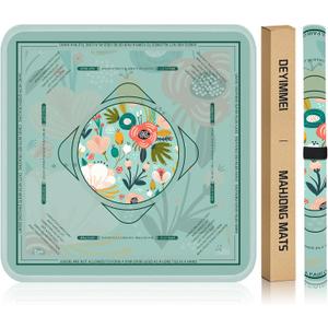 Deyimmei Neoprene Mahjong Mat for Table 31.5"x31.5" - Non-Slip, Noise Reduction Cover with Storage Pockets, American Rules & Crease-Free Rolled Shipping (Tropical Bloom)