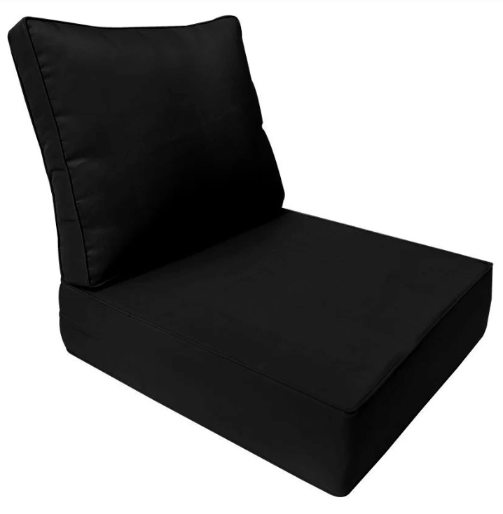 Cushion and Pillow Covers for Outdoor use 22x22" cushion, 22x18.5inch pillow cover ( Black )