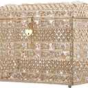 ELLDOO Crystal Wedding Card Box with Heart Lock, Vintage Money Card Box Treasure Chest Style Gold Gift for Wedding Receptions, Centerpiece Decor, Anniversary Keepsake, Gift, Large Size