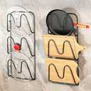 2 Pack Pot-Lid-Organizer, 6-Tier Pots and Pans Lid Organizer Under Cabinet, No Drilling, Rustproof, Lid-Organizers-Inside-Cabinet for Small-Space-Solution & Kitchen Cabinet Organization (Black)