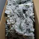 6ft Snow Flocked Hinged Christmas Tree w/Berries & Poinsettia Flowers
