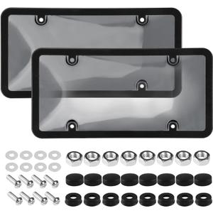 2pcs License Plate Protector License Plate Covers, License Plate Covers License Plate Frames with Screw Caps Cover Kit Clear License Plate Protector