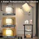 PESRAE Floor Lamp with Table, End Tables with Charging Station(USB & Type-C & AC Port), 3 Color Temperatures 9W LED Bulb, Modern Shelves Side Table for Bedroom, Living Room