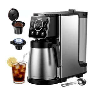 SHARDOR Programmable 5 Cup Drip Coffee Maker, Single Serve Hot & Iced Coffee Machine for K Cup & Grounds, 95oz Removable Reservoir, 6–24oz Brew Size, Strong Brew, Stainless Steel Thermal Carafe, Black