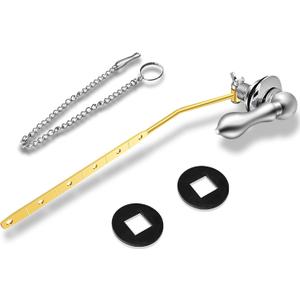 Boltigen Front Mount Toilet Handle, Toilet Trip Lever Handle Replacement with Stainless Steel Flapper Chain, Chrome Finish Universal Toilet Tank Flush Handle Lever for Most Toilets (1PC)