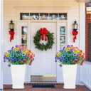 Artificial Flowers for Outdoors,20 Bundles UV Resistant Faux Fake Outdoor Flowers No Fade Plants Plastic Shrubs for Home Indoor Outside Decor(Mix Color)