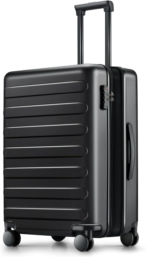NINETYGO Carry On Luggage 22x14x9 Airline Approved, 20 Inch Luggage with Smooth Spinner Wheels, Expandable, Hard Shell PC Suitcase, Lightweight Travel Luggage, TSA Approved (Black, Rhine Max)