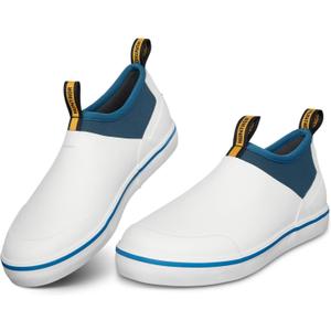 Deck Shoes Waterproof Rubber Boots with Non-Slip Rain Shoes for Fishing, Boating, Gardening, Walking - for Men (9, White)