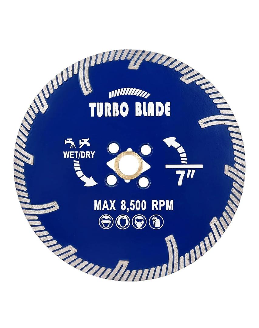 7" Granite Cutting Turbo Blade,Granite Diamond Blade for Stone,Masonry,Concrete,Marble,Brick,Paver,Dry and Wet Use