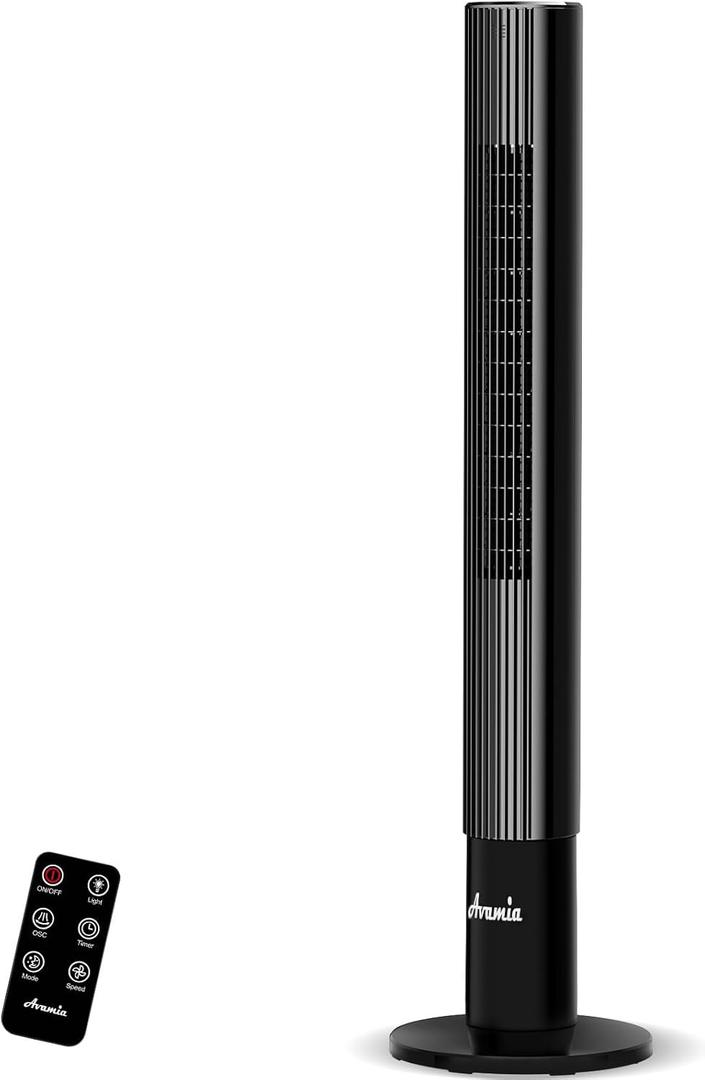 Avamia Tower Fans for Bedroom, 85 Oscillating Bladeless Fans, Standing Fans with Touch LED Display, 12H Timer, Remote, 3 Speeds 3 Modes Max 26ft/s, 43" Cooling Quiet Floor Fan for Home Office