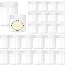 TUZAZO 16Pack Empty Plastic Slime Containers with Lids and Labels - 8pcs 8 OZ and 8pcs 4 OZ Small Plastic Jars for Lotion, Cream, Ointments, Makeup, Glitters, Samples, Travel Storage