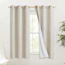 NICETOWN Natural Kitchen 100% Blackout Narrow Curtains 48 inches Long 2 Panels Set, 34" Wide, Rustic Grommet Thermal Insulated Full Blackout Window Draperies with White Liners for Cupboard