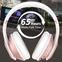 Wireless Bluetooth Headphones Over Ear 65H Playtime HiFi Stereo Headset with Microphone and 6EQ Modes Foldable Bluetooth V6.0 Headphones for Travel Smartphone Computer Laptop Rose Gold