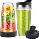 Ninja Blender Cups Replacement and Blade 6pcs, 24oz Ninja Cups for Blender and 7Fins Blade Replacement, Ninja Blender Replacement Parts for Auto iQ BL642-30 BL450-30 BL482-30 BL687CO-30 ect.