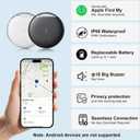 Air Tracker Tags-4 Pack, Smart Tag Work Compatible with Apple Find My (iOS Only), Bluetooth Tag Item Finders IP68 Waterproof Replaceable Battery for Wallet, Luggage, Backpack, Key