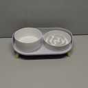 Elevated Slow Feeder Dog Bowls - Ceramic Food and Water Bowl Set with Stand - Raised Pet Dishes for Small and Medium Sized Dogs (White)