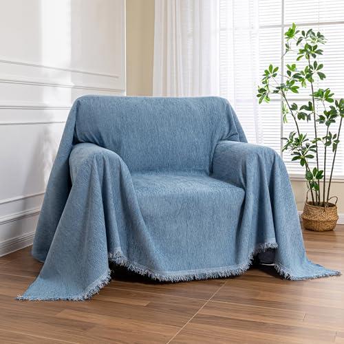 MEETSKY Oversized Chair Cover Washable Single Sofa Covers Recliner Covers Thick Sofa Throw Cover for Pets Dogs, Sofa Slipcovers Furniture Covers Modern Style for Living Room Decoration, 71"x 91", Blue