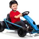 GarveeLife 24V 9Ah Kids Ride On Go Kart Toy, High Speed 8.1MPH Drifting Car With Powerful Motors, Large Seat, Slow Start Function, High/Low Speed, Music, Max Load 155lbs Racing Toy for Kids 8+Years, Blue (Classic)