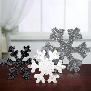 Bucherry 3 Pcs Winter Wooden Snowflake Decor Rustic Winter Snowflake Table Signs Wonderland Wood Blocks Farmhouse Christmas Tiered Tray Decorations for Xmas Table Shelf(Gray, White, Black)