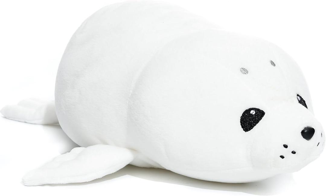 WEIGEDU Adorable White Baby Seal Plush Pillow Soft Stuffed Animal Toy, Cuddly Hugging Body Pillow for Kids & Adults, 20" Arctic Ocean Seal Doll, Cute Sea Animal Plushie for Gifts & Decor