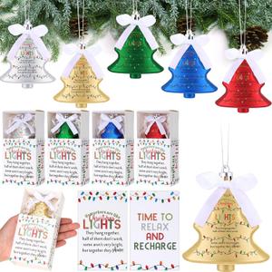 15 Set Christmas Coworker Gifts Bulk Coworker Christmas Ornaments Hanging Xmas Tree Shaped Ornaments with Box Xmas Appreciation Gifts for Employee Staff Team Tree Decoration