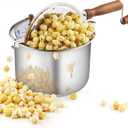 Cook N Home Stovetop Popcorn Popper with Crank, 6 Quart Stainless Steel Popcorn Pot, Silver