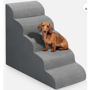 Dog Stairs for Bed 28.7”H, 5-Step Dog Ramp, Non-Slip Sturdy Pet Steps for Small Dogs & Cats to get on High Bed or Couches, Grey