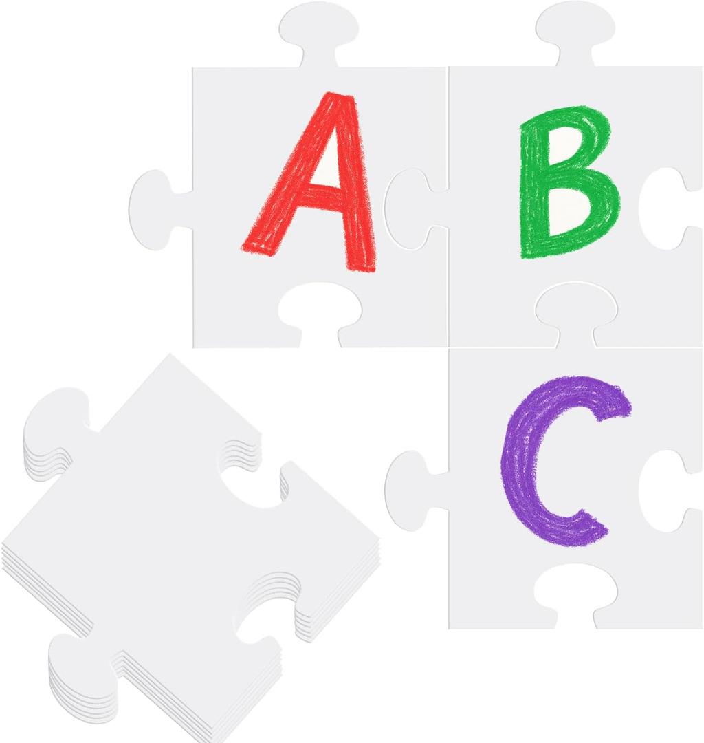 30 Pack Large Blank Jigsaw White Puzzles 8 x 9 Inch White Cardboard  Make Your Own Puzzle Pieces for Drawing & Coloring, DIY Arts and Crafts for Kids & Adults, Classroom Projects, Party Favors