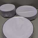 EI 100pcs White and Black Disposable Plates for Party,White Plastic Dinner Plates with Black Rim Disposable,Plastic Dessert Plate for Wedding,Family Party,Afternoon Tea Business New Year