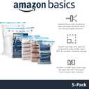 Amazon Basics Vacuum Storage Bags, Compression Space Saving for Clothes and Linens, Reusable with Hand Pump, Large, Clear, 5-Pack