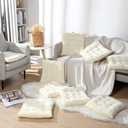 Roowest 9 Pack Seat Cushion Chair Cushions Pads with Ties Non Slip Chair Mat for Kitchen Office Dining Chairs Sofa Patio Furniture Indoor Outdoor Use, 16 x 16 Inch (Beige)