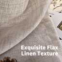 YoungsTex Natural Linen Curtains 63 Inches Long for Living Room, Beige Light Filtering Drapes Semi Sheer Textured with Bronze Grommet Privacy for Bedroom, 2 Panels, 42 X 63 Inch