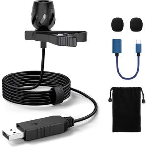 KMAG USB Lavalier Microphone, Lapel Microphone for Computer, USB-C Clip On Mic for YouTube, Recording, Podcasting, Gaming, Interview Omnidirectional Condenser Mic for PC, Laptop, Mac, Smartphone (2.5m)