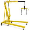 2 Ton Folding Engine Crane with Lever, 4400 Lbs Hydraulic Cherry Picker, Engine Hoist with 6 Casters and Telescopic Boom for Garage, Workshop and Warehouse Lifting, Heavy-Duty, Black