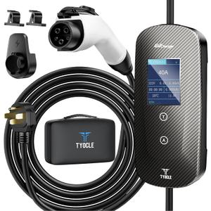 2025 New Portable Level 2 EV Charger (40Amp, 240V, NEMA 14-50P) with 23 Ft Cable. The Mobile Electric Vehicle Equipment Works Home Car Charging, Offering Charging for EV Model