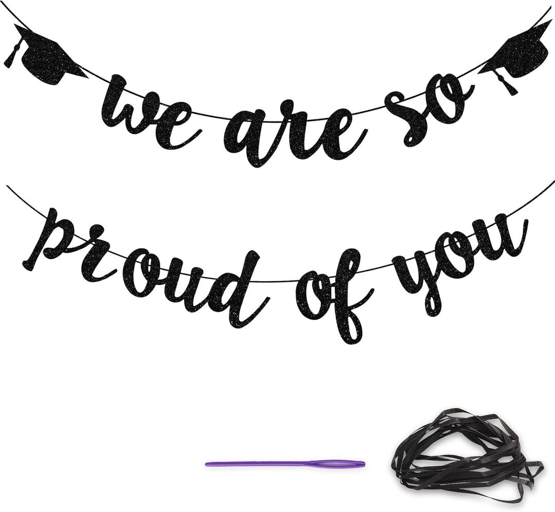 3 x Banner for Graduation Party/Grad Party Decorations- We are So Proud of You (Black)