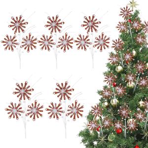Weysat 12 Pcs Gingerbread Picks for Christmas Tree Gingerbread Christmas Decorations Xmas Tree Topper Sprays Ornament for Vase Filler Craft Holiday Indoor Party Decorations
