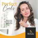Boar Bristle Round Brush for Blow Out Set by Belula. Round Hair Brush For Blow Drying. Medium 2.4 Wooden Barrel. Hairbrush Ideal to Add Volume and Body. Free 3 x Hair Clips & Travel Bag