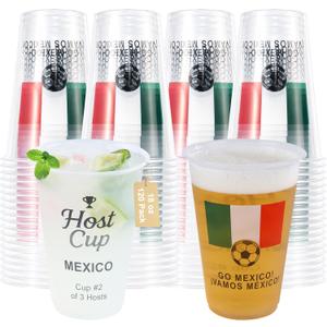 18 oz Host Cup Celebrating World Soccer Tournament Host Mexico, 120-Count Disposable Plastic Party Cups, Flag Themed for Restaurant Catering Concession & Fan Event Decorations, VAMOS MXICO