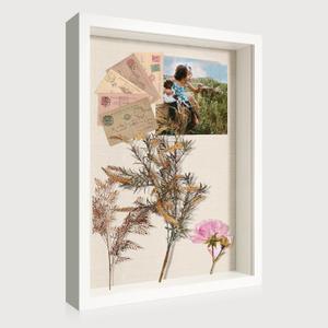 11x14 Shadow Box Display Case with Tempered Glass, White Wooden Large Memory Shadow Box Frame with Soft Linen Back