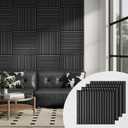 Upick Acoustic Wood Wall Panels - 4 Pack 24"x24" Sound-Absorbing Slat Wood Panels, MDF Panels for Home, Studio, Office (Matte Black)