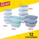 GladWare Food Storage Containers, Family Variety Pack, 24 Piece Set | with Glad Lock Tight Seal, BPA Free Containers and Lids in a Variety of Sizes to Hold and Store Food, Family Variety - 12 Count