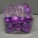 46 Pcs Purple Christmas Ball Ornaments, Shatterproof Christmas Tree Ornaments Set with Velvet Christmas Bows Decor, Vintage Xmas Decorations with Hanging Hooks in 3 Sizes (Small, Medium, Large)