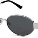 SOJOS Retro Oval Sunglasses for Women Trendy Classic Shades UV400 Protection SJ1217, Silver/Grey Lens
